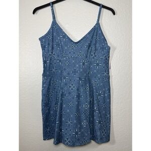 JoyLab Women's Active tennis Dress with built in Shorts Blue Floral Size Large